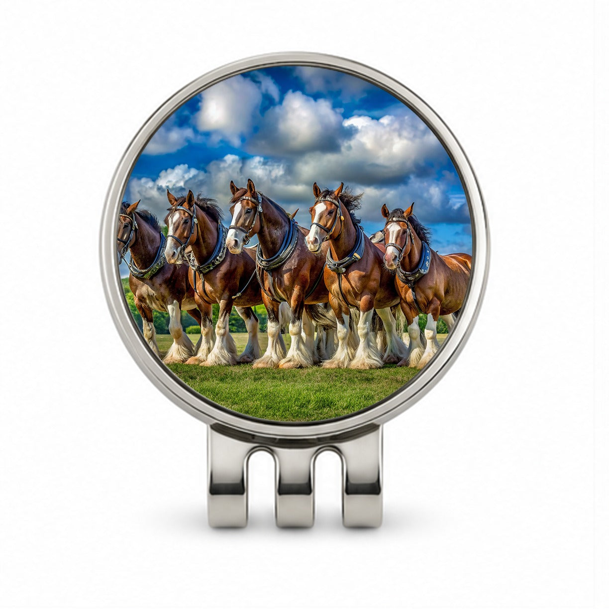 Clydesdale Horses in a Field Golf Hat Clip with Ball Marker