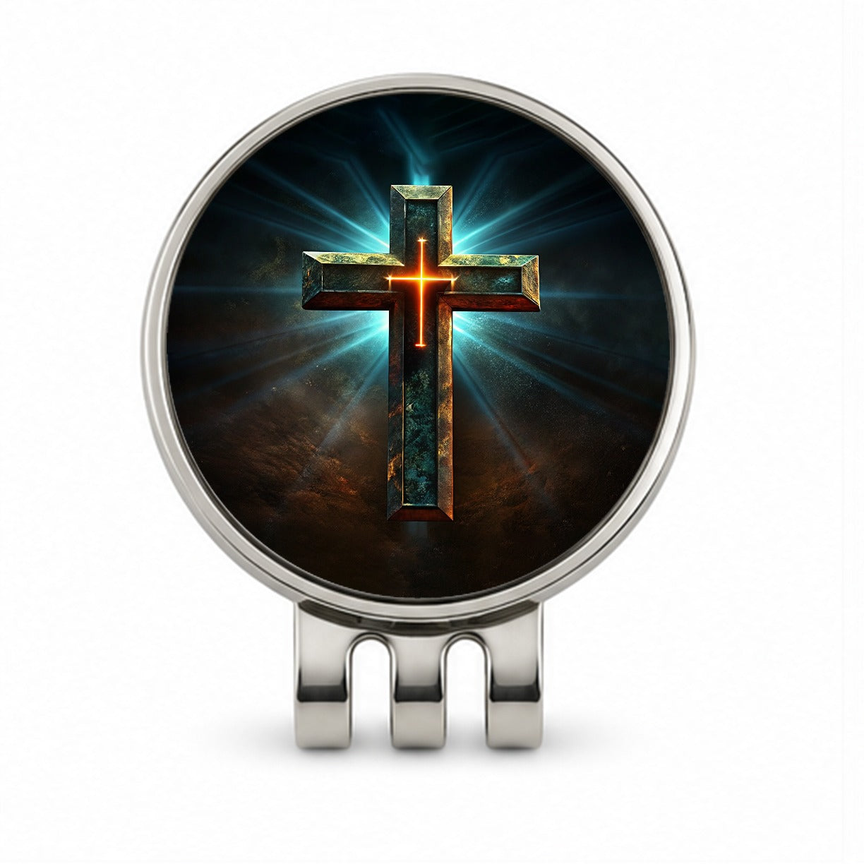 Cross On A Dark Background Religious Golf Hat Clip with Ball Marker