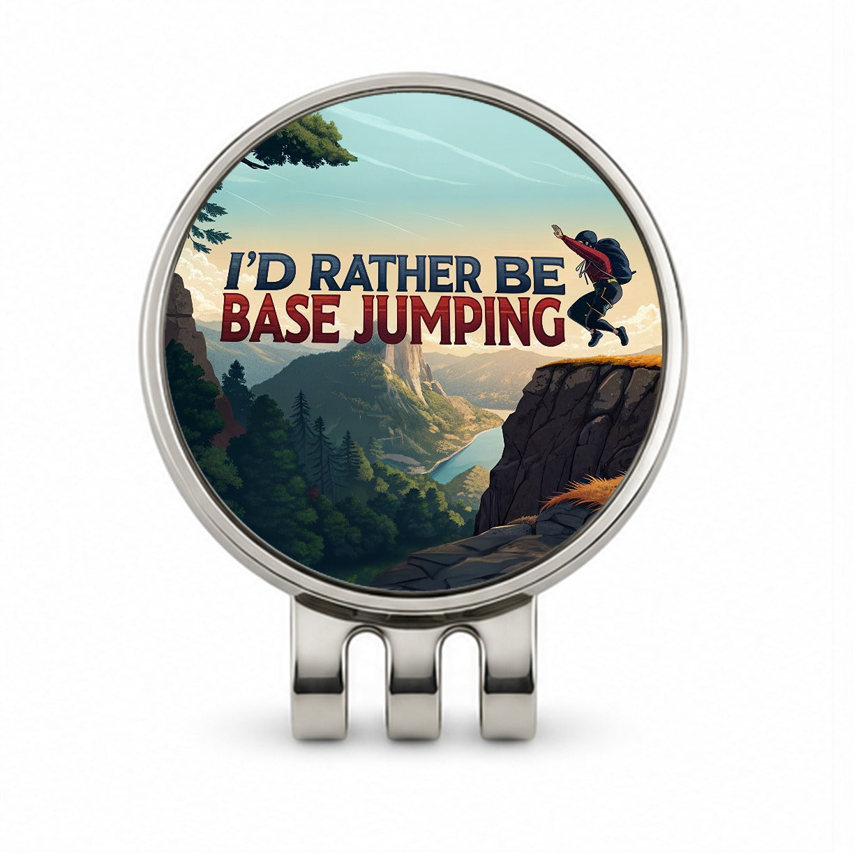 I'd Rather Be Base Jumping Golf Hat Clip with Ball Marker