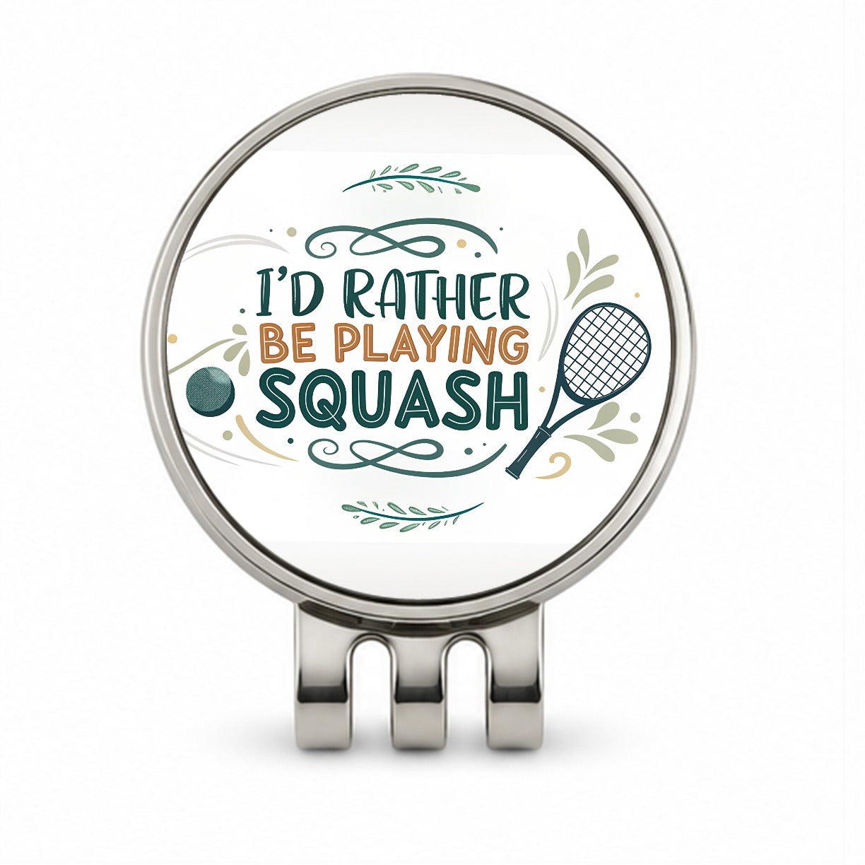 I'd Rather Be Playing Squash Golf Hat Clip with Ball Marker