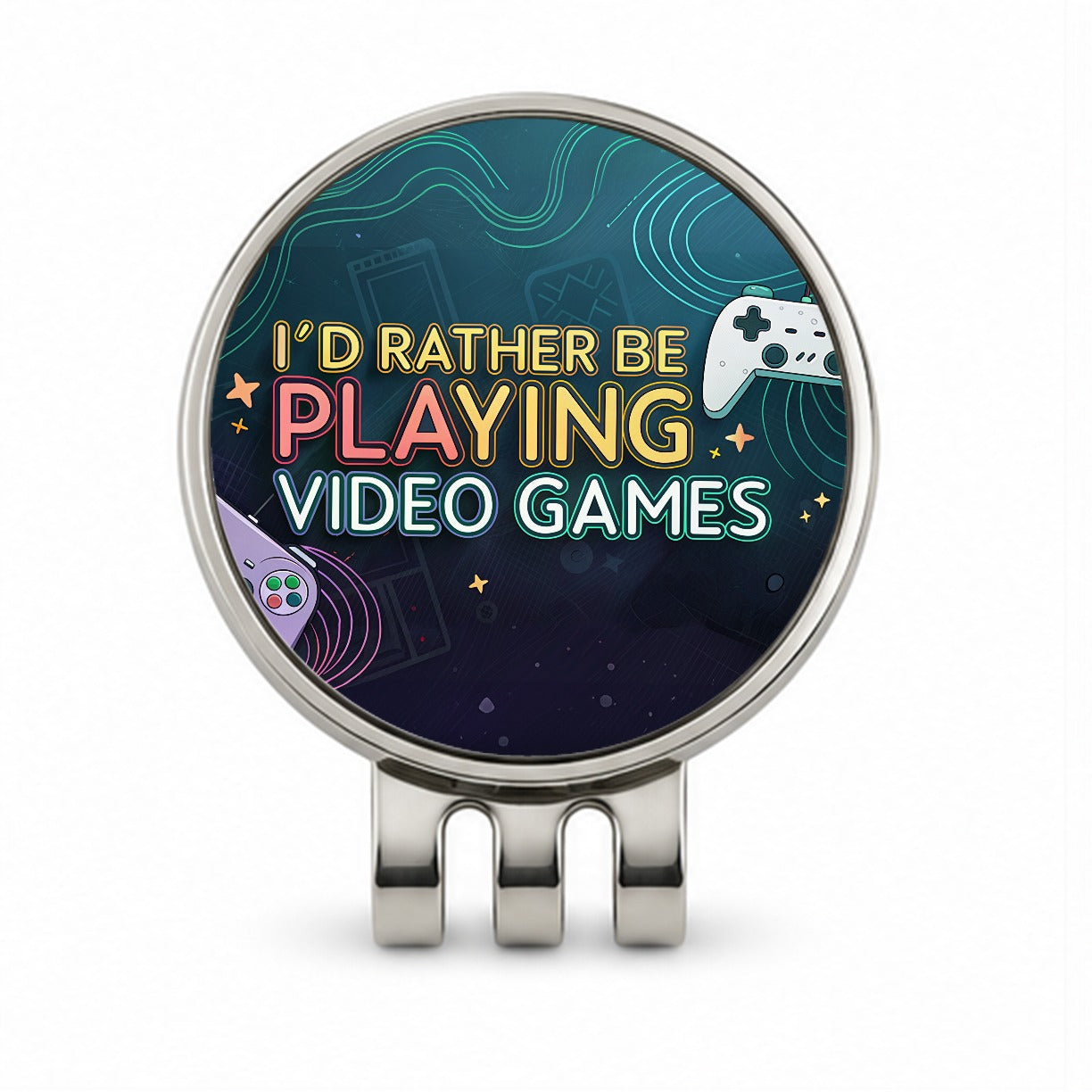 I'd Rather Be Playing Video Games Golf Hat Clip with Ball Marker