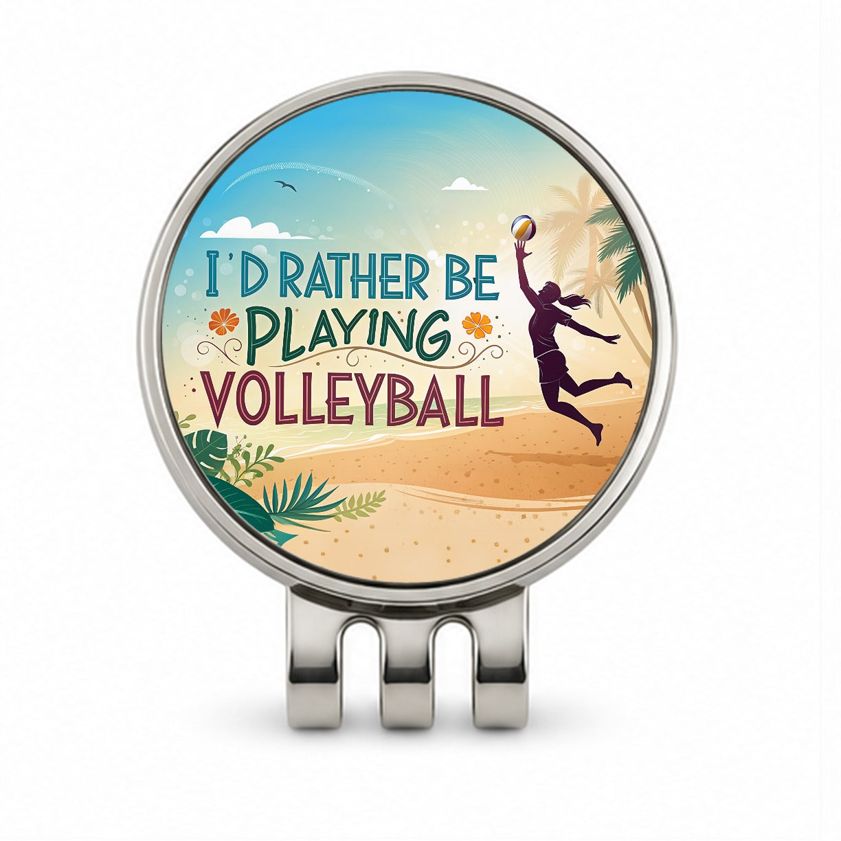 I'd Rather Be Playing Volleyball Beach Golf Hat Clip with Ball Marker