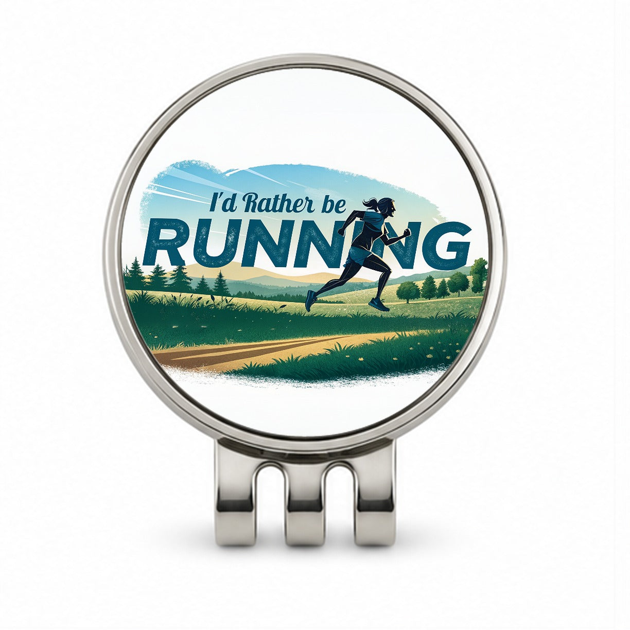 I'd Rather Be Running Woman Jogging Cross Country Golf Hat Clip with Ball Marker