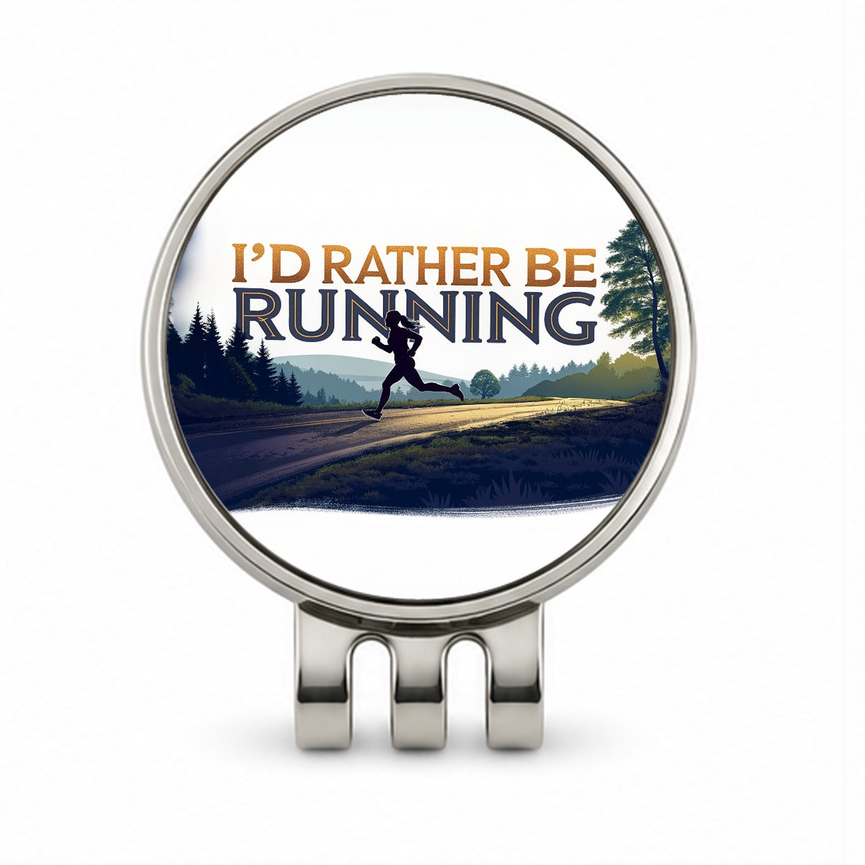 I'd Rather Be Running Woman Jogging Golf Hat Clip with Ball Marker