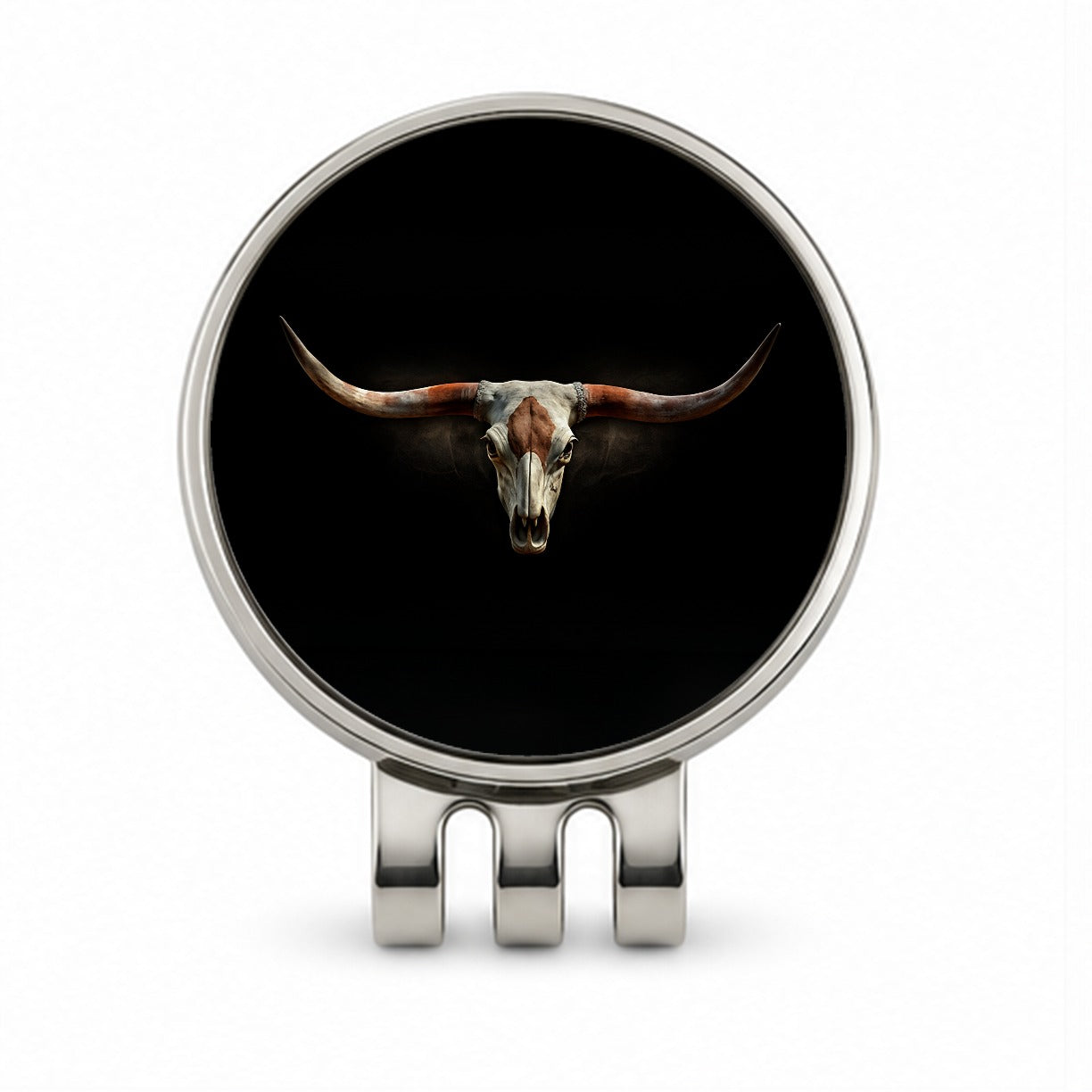 Longhorn Cattle Skull Golf Hat Clip with Ball Marker