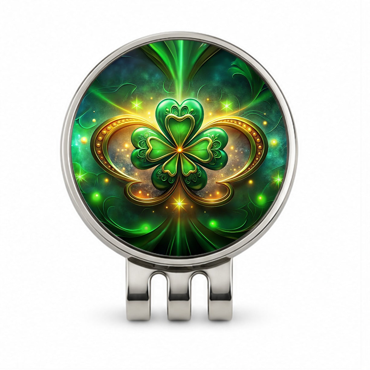 Luck Of The Irish Clover Design Golf Hat Clip with Ball Marker