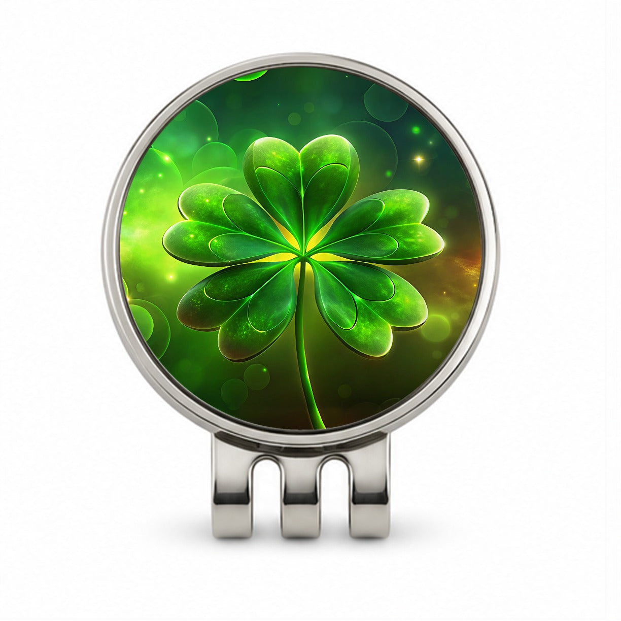 Lucky Irish Five Leaf Clover Golf Hat Clip with Ball Marker