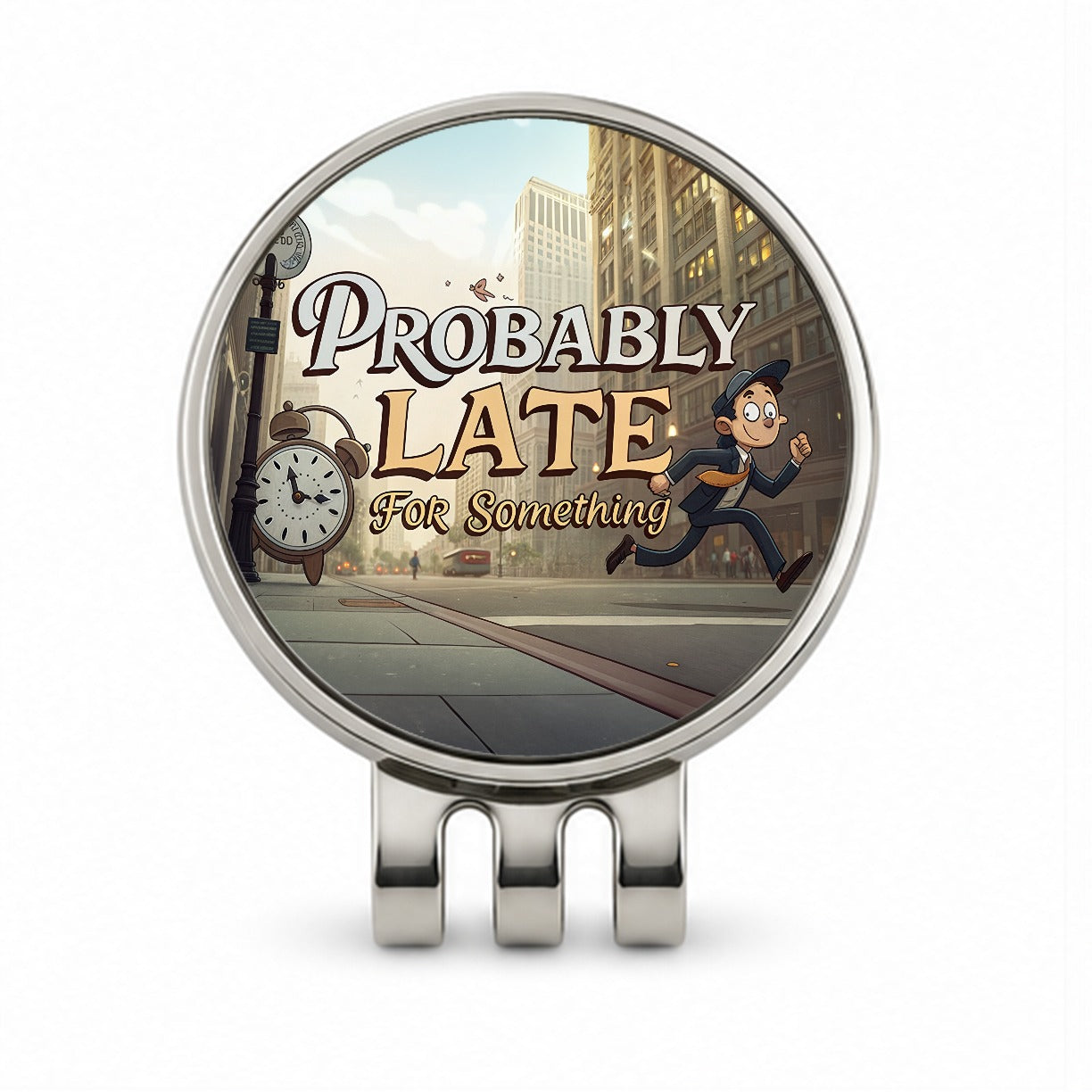 Probably Late For Something Funny Golf Hat Clip with Ball Marker