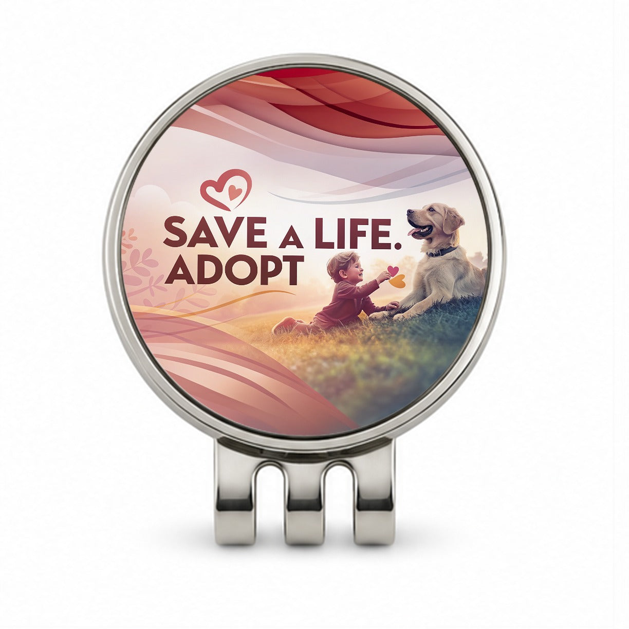 Save A Life Adopt Pet Rescue Adoption Golf Hat Clip with Ball Marker