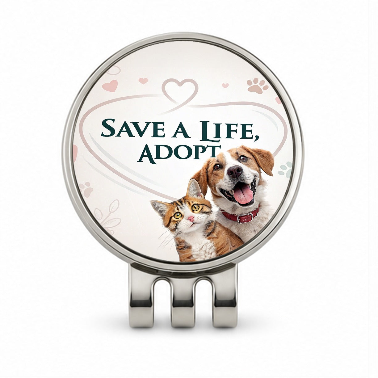 Save A Life Adopt Rescue Pet Dog Cat Golf Hat Clip with Ball Marker