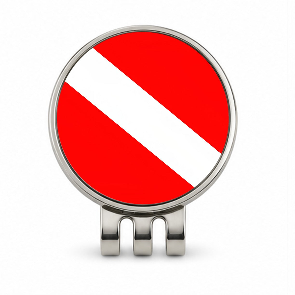 Scuba Diving Flag Red White Diver Down Golf Hat Clip with Ball Marker