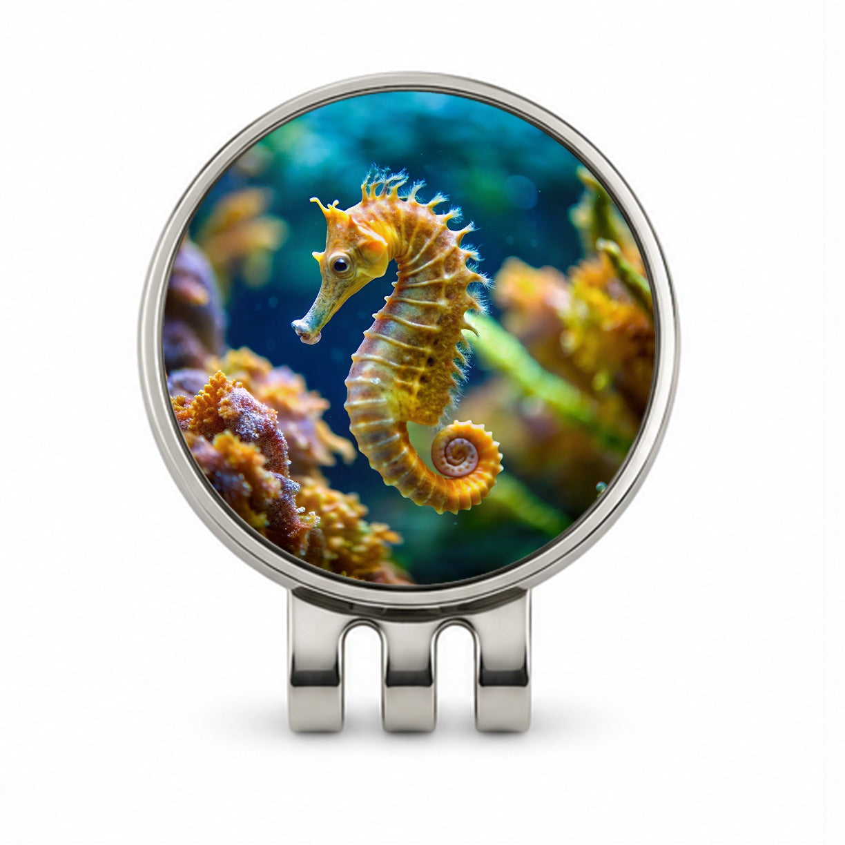 Seahorse in the Ocean Golf Hat Clip with Ball Marker