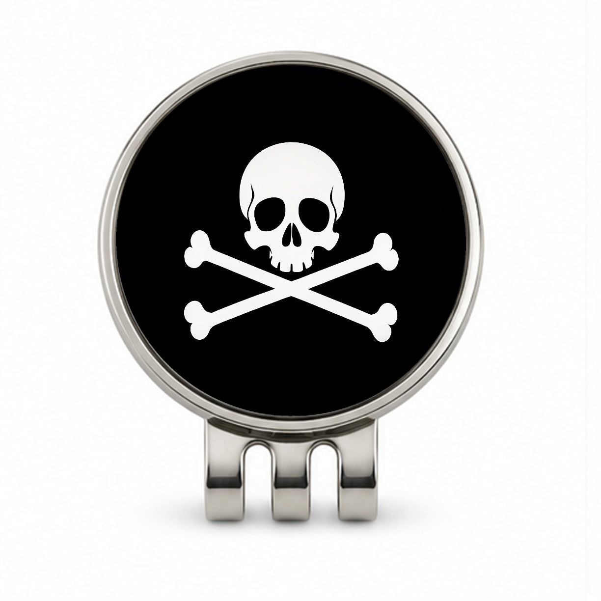 Skull And Crossbones Jolly Roger Pirate Flag Black And White Golf Hat Clip with Ball Marker