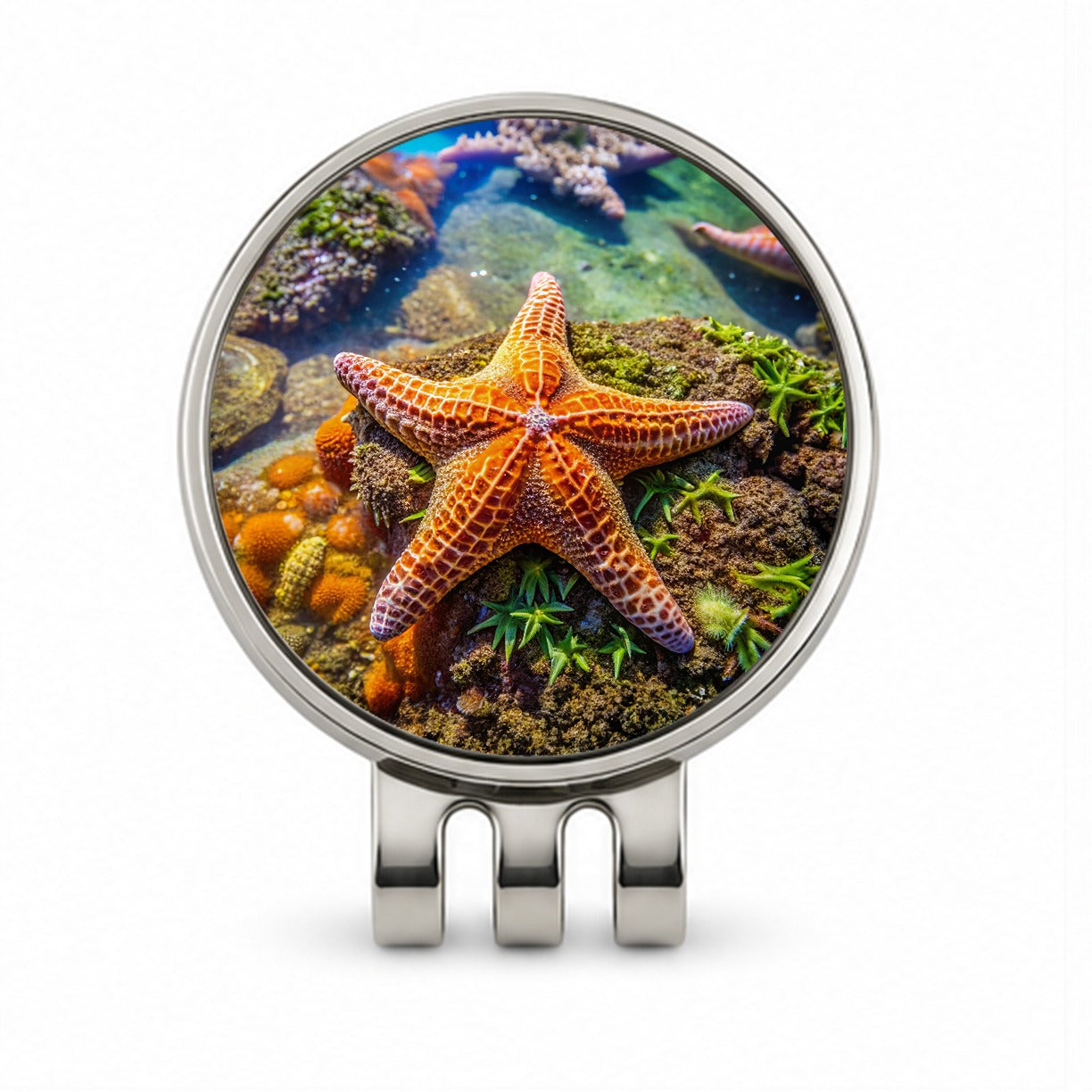 Starfish In Tide Pool Golf Hat Clip with Ball Marker