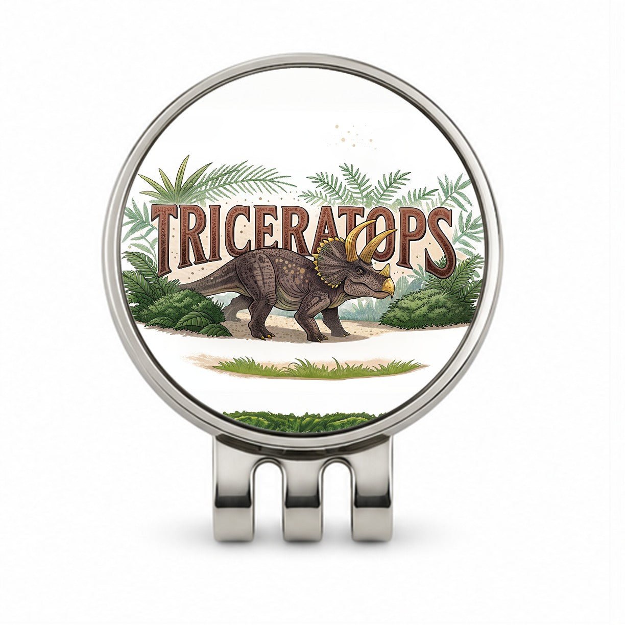 Triceratops Horned Dinosaur Cartoon Golf Hat Clip with Ball Marker