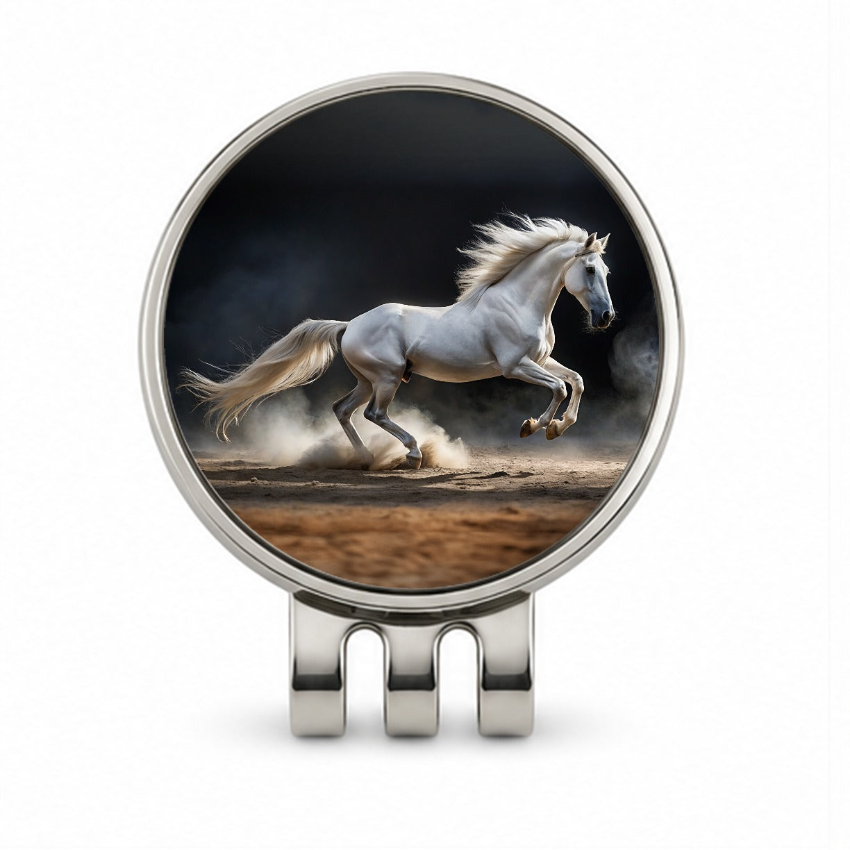White Horse Galloping Golf Hat Clip with Ball Marker