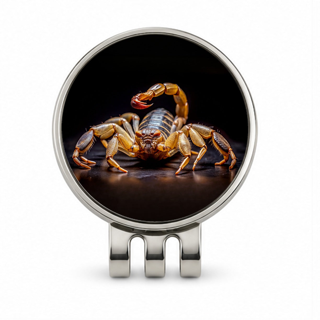 Angry Scorpion Black Background Golf Hat Clip with Ball Marker