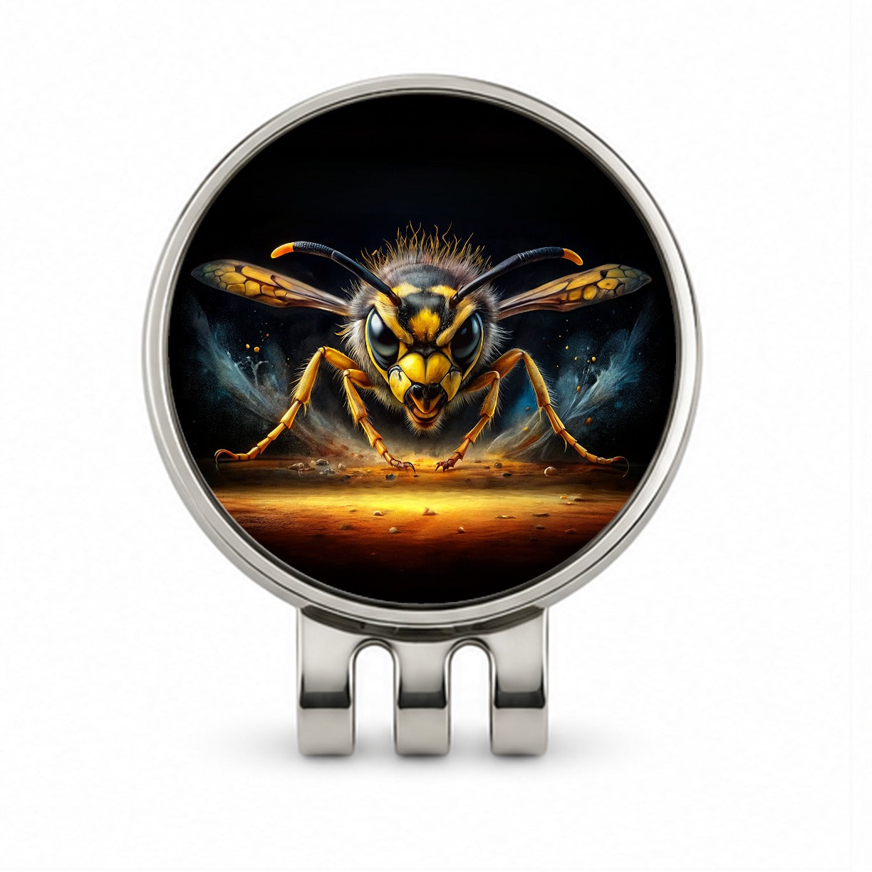 Angry Yellowjacket Watercolor Golf Hat Clip with Ball Marker