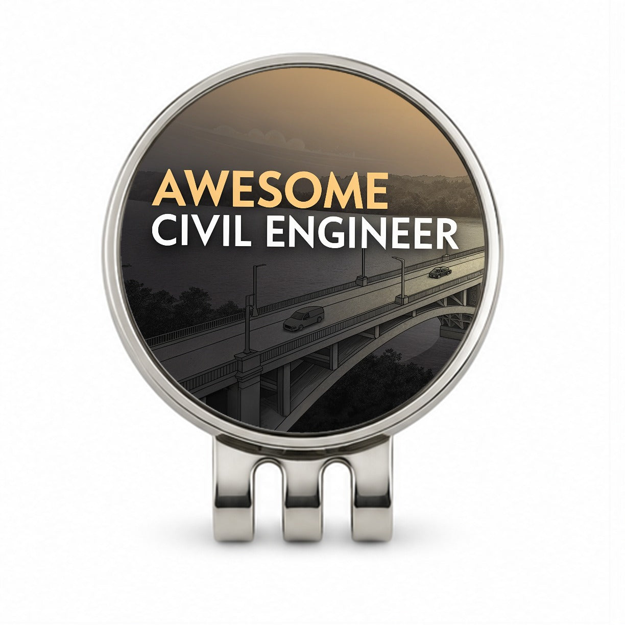Awesome Civil Engineer Inspirational Golf Hat Clip with Ball Marker