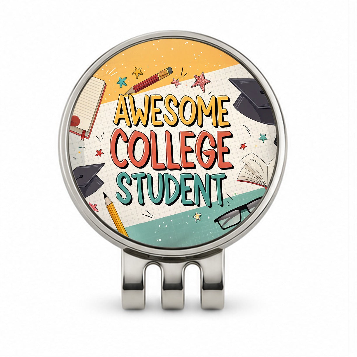 Awesome College Student Graduation Inspirational Golf Hat Clip with Ball Marker