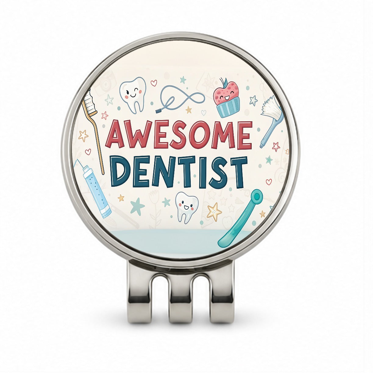 Awesome Dentist Inspirational Golf Hat Clip with Ball Marker