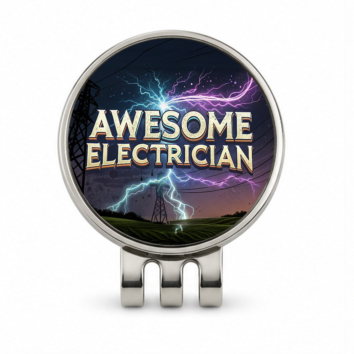 Awesome Electrician Inspirational Golf Hat Clip with Ball Marker