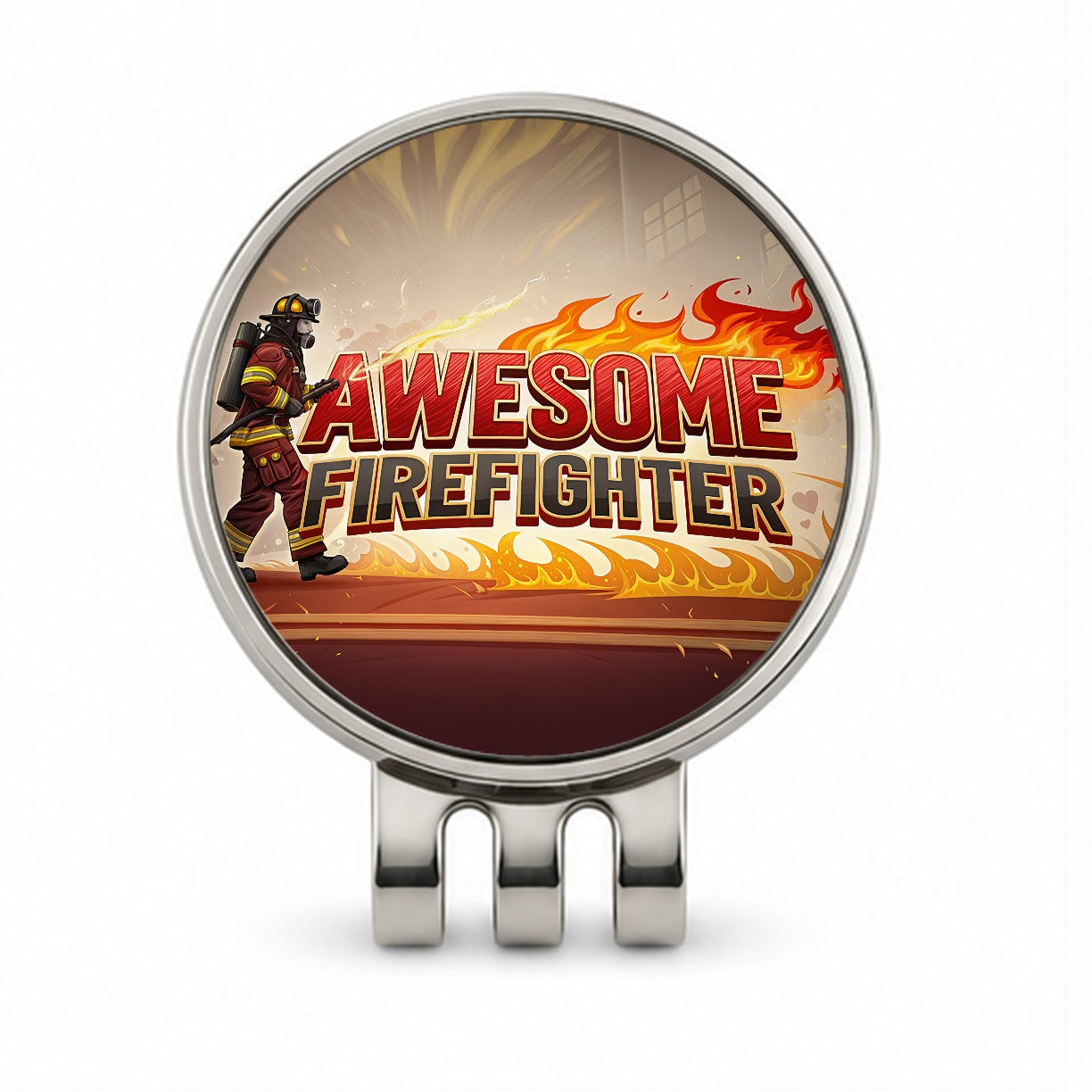 Awesome Firefighter Inspirational Golf Hat Clip with Ball Marker