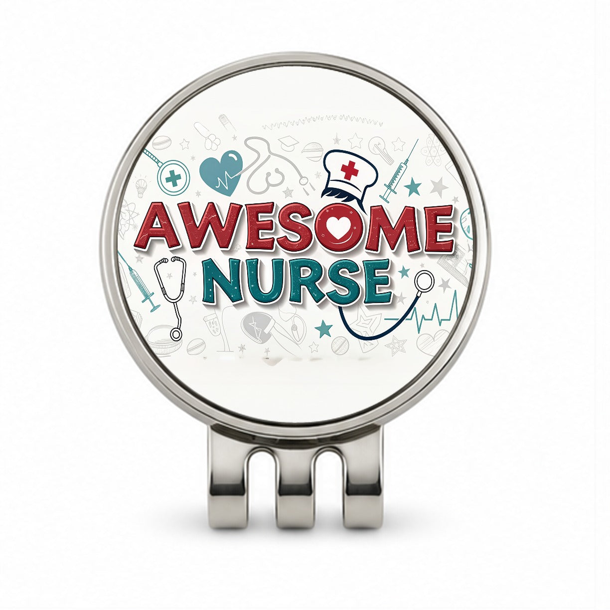 Awesome Nurse Inspirational Golf Hat Clip with Ball Marker