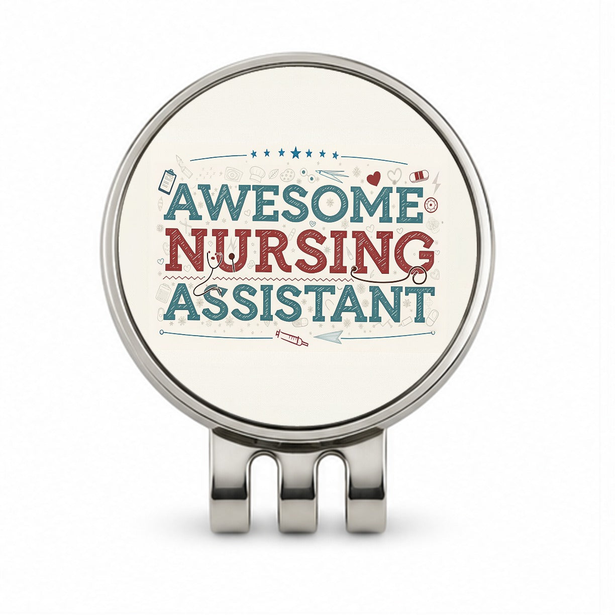 Awesome Nursing Assistant Inspirational Golf Hat Clip with Ball Marker
