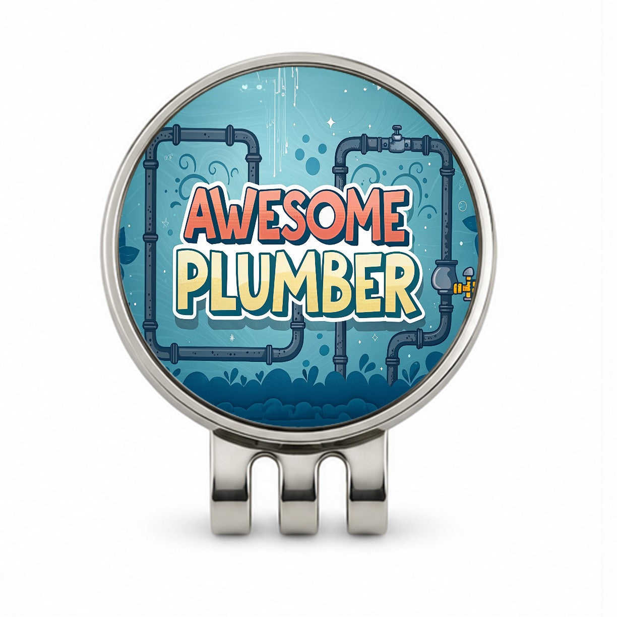 Awesome Plumber Inspirational Golf Hat Clip with Ball Marker