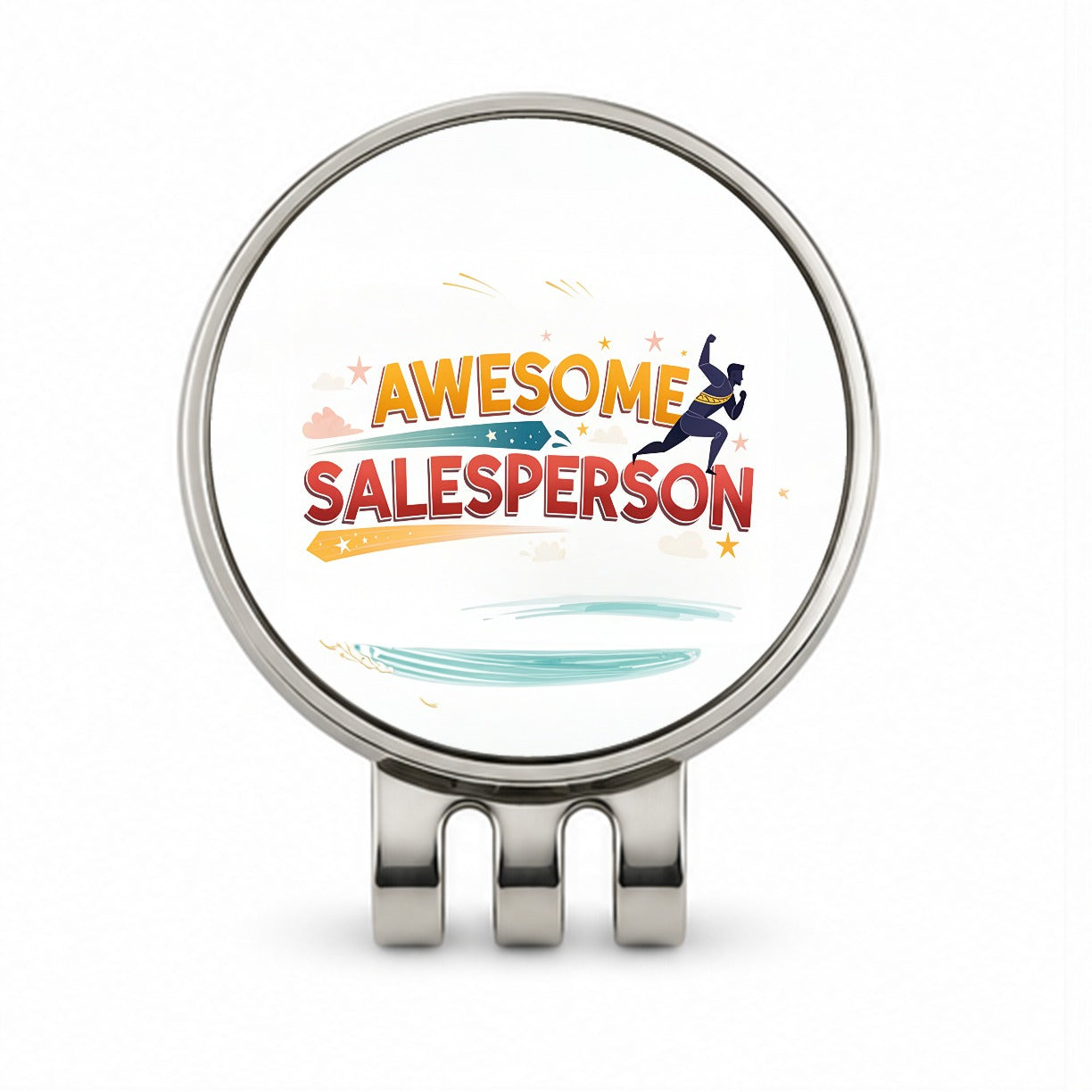 Awesome Salesperson Inspirational Superhero Golf Hat Clip with Ball Marker