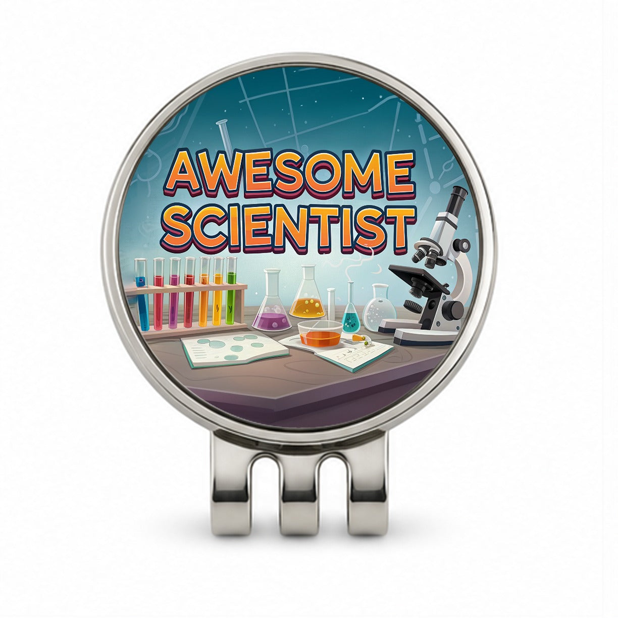 Awesome Scientist Inspirational Lab Microscope Golf Hat Clip with Ball Marker