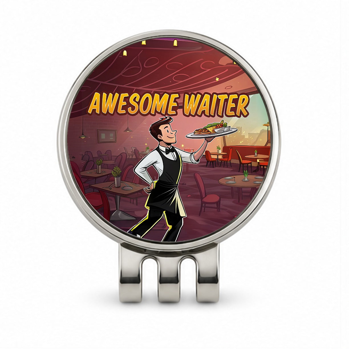 Awesome Waiter Inspirational Food Server Golf Hat Clip with Ball Marker