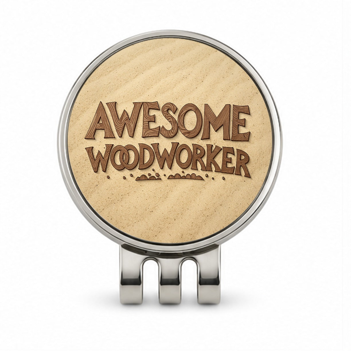 Awesome Woodworker Inspirational Carpenter Golf Hat Clip with Ball Marker