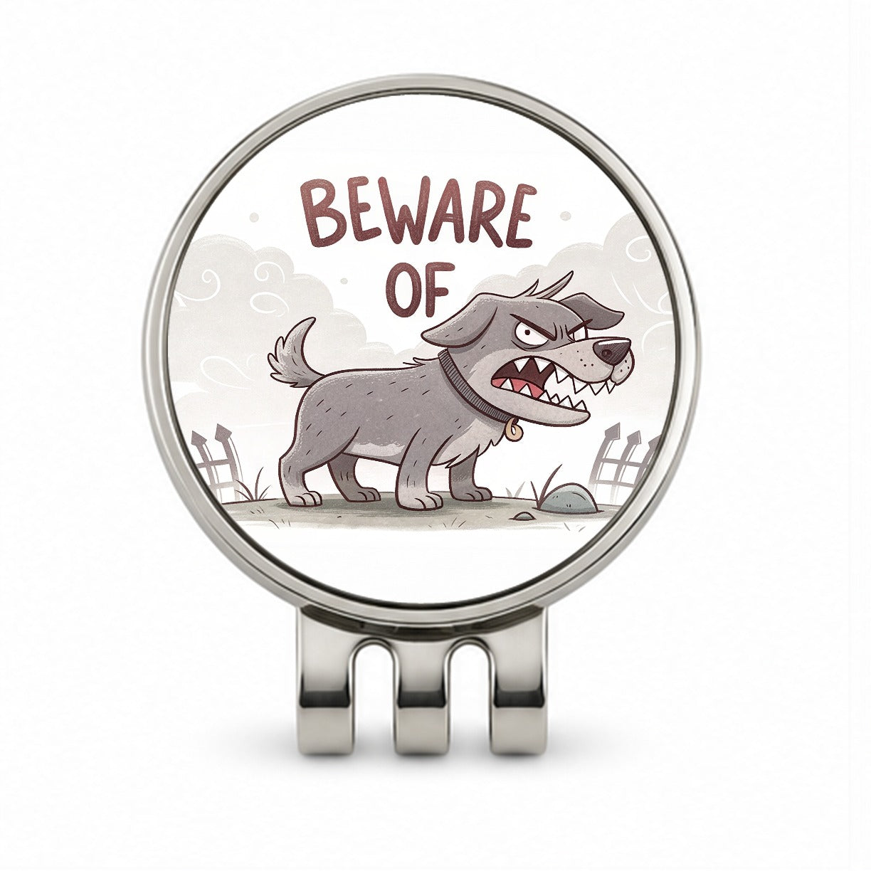 Beware Of Dog Funny Cartoon Golf Hat Clip with Ball Marker