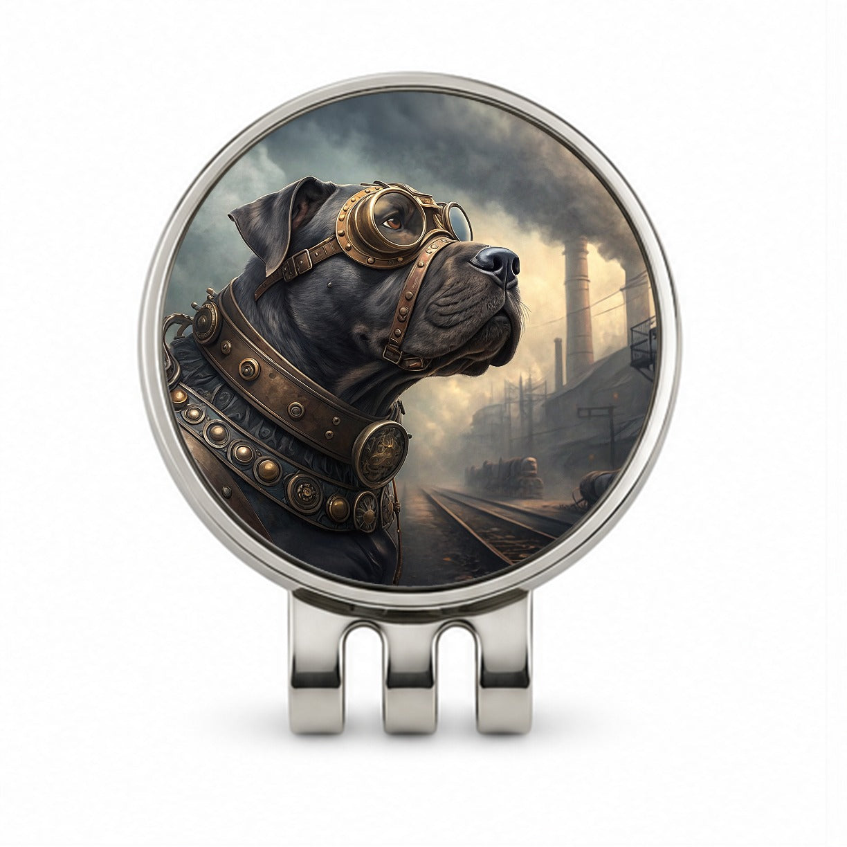 Cane Corso Dog Steampunk Golf Hat Clip with Ball Marker