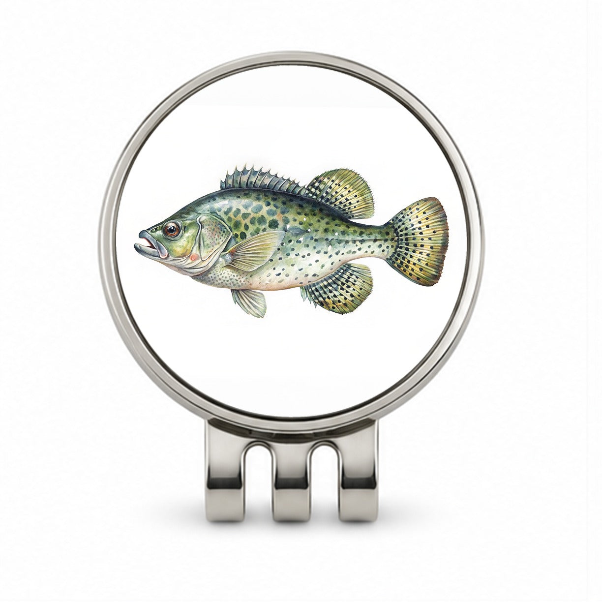 Crappie Fish Watercolor Illustration Golf Hat Clip with Ball Marker