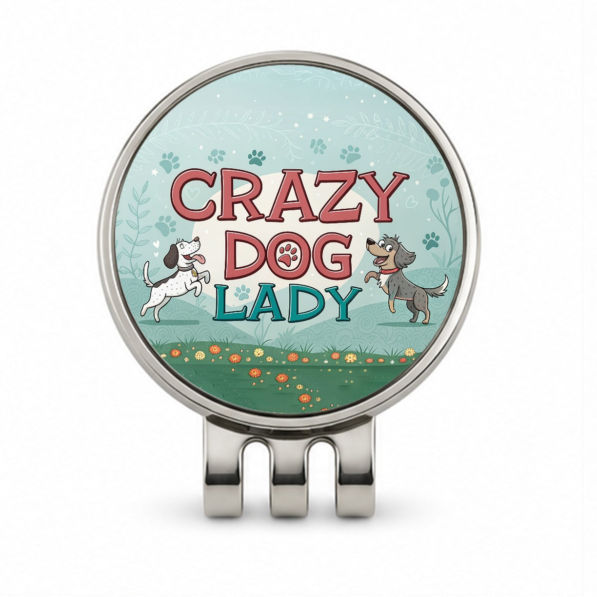 Crazy Dog Lady Funny Cartoon Golf Hat Clip with Ball Marker
