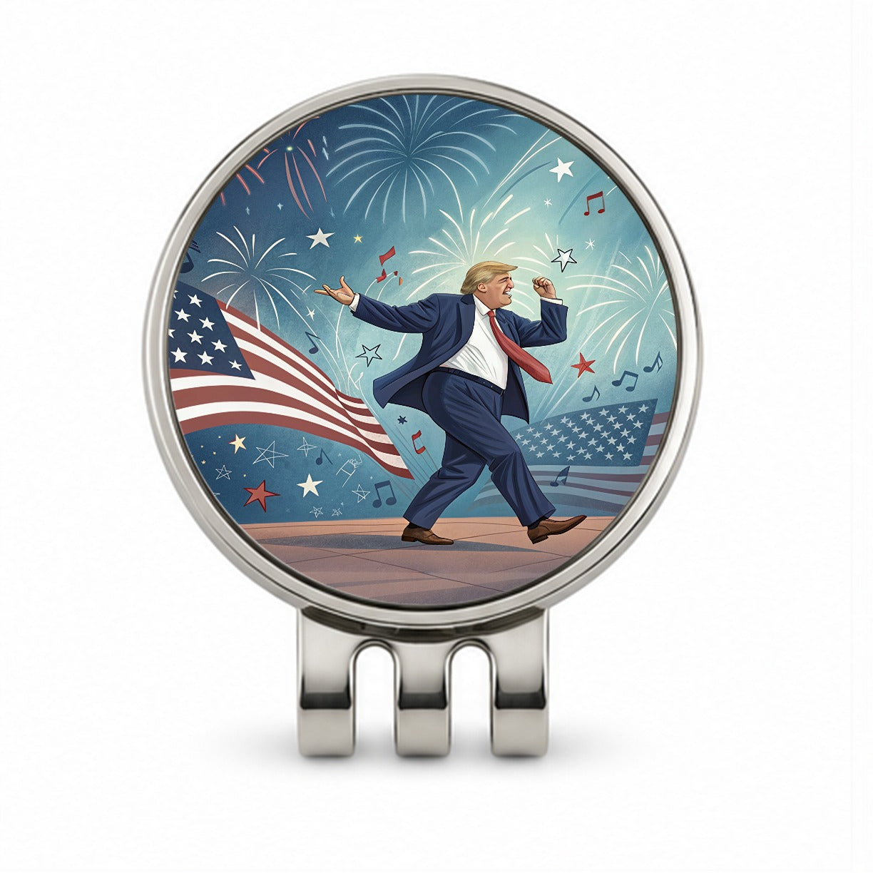 Dancing Patriotic Donald Trump Funny Golf Hat Clip with Ball Marker