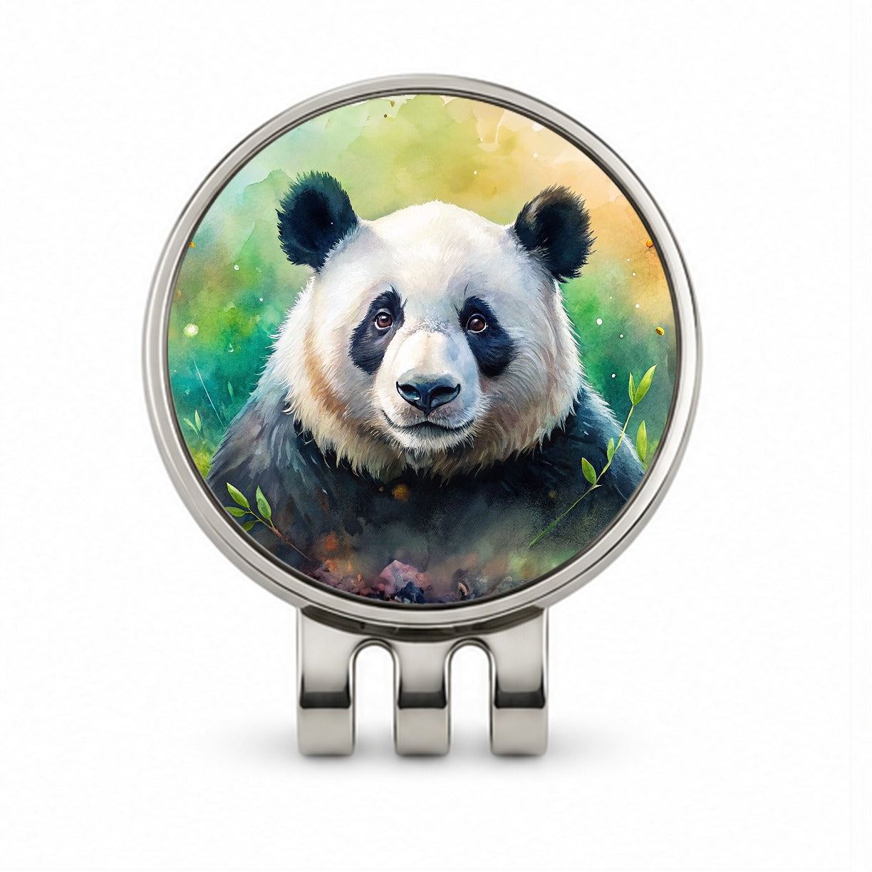 Giant Panda Bear Watercolor Golf Hat Clip with Ball Marker
