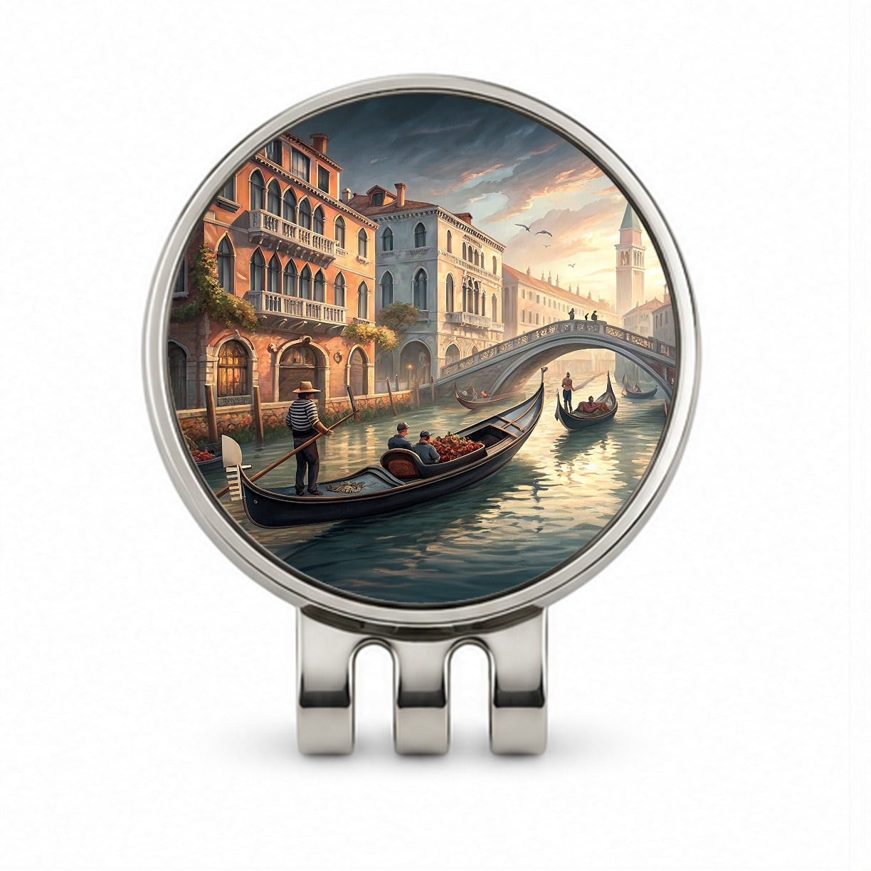 Gondolas on Canal Venice Italy Golf Hat Clip with Ball Marker