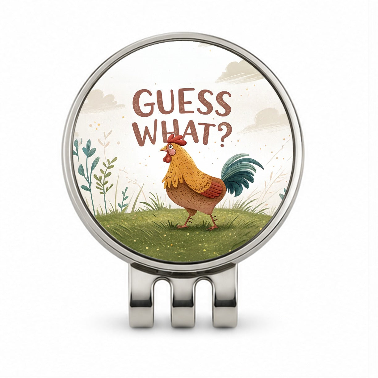 Guess What Chicken Butt Funny Cartoon Golf Hat Clip with Ball Marker