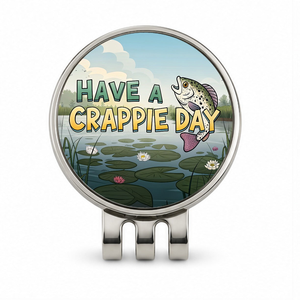 Have A Crappie Crappy Day Fishing Funny Golf Hat Clip with Ball Marker
