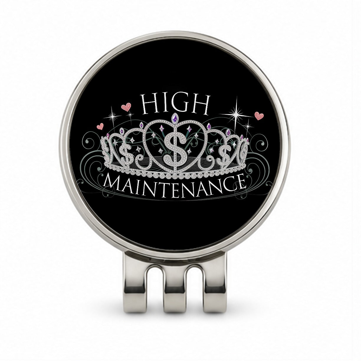 High Maintenance Diamonds Tiara Princess Funny Golf Hat Clip with Ball Marker