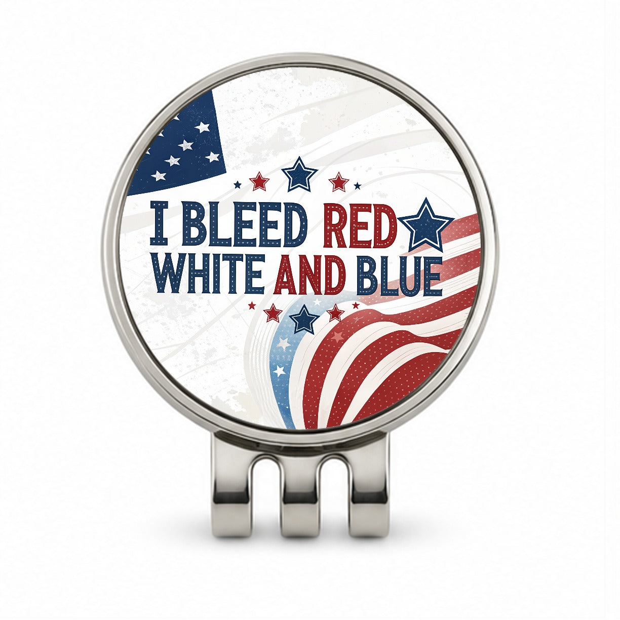 I Bleed Red White And Blue Patriotic American Golf Hat Clip with Ball Marker