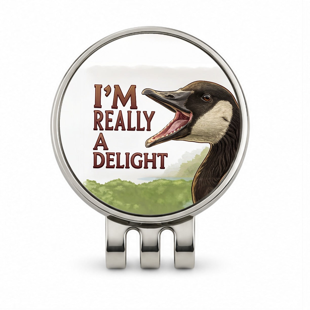 I'm Really a Delight Funny Angry Canadian Goose Golf Hat Clip with Ball Marker