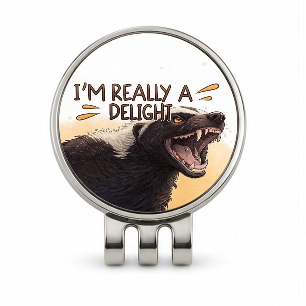 I'm Really a Delight Funny Angry Honey Badger Golf Hat Clip with Ball Marker
