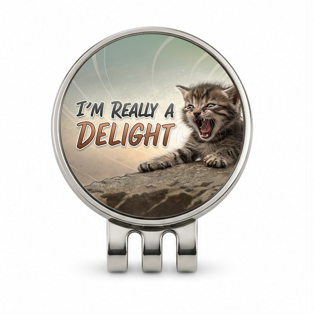 I'm Really a Delight Funny Angry Kitten Golf Hat Clip with Ball Marker