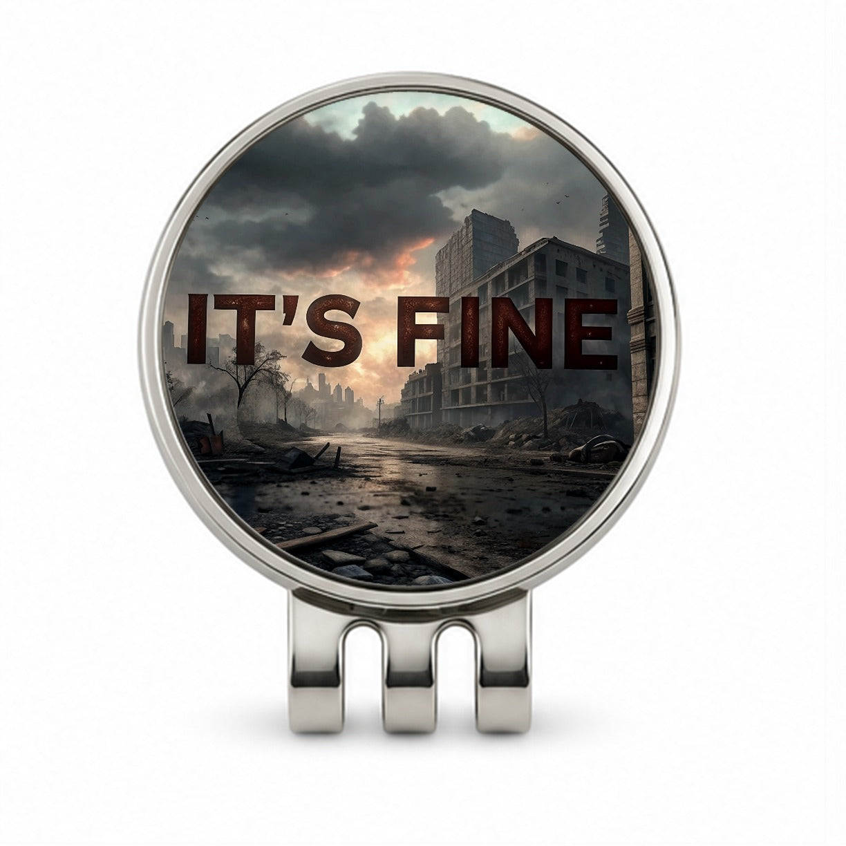 It's Fine Apocalypse End of the World Funny Golf Hat Clip with Ball Marker
