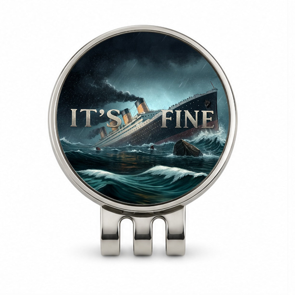 It's Fine Titanic Sinking Funny Golf Hat Clip with Ball Marker